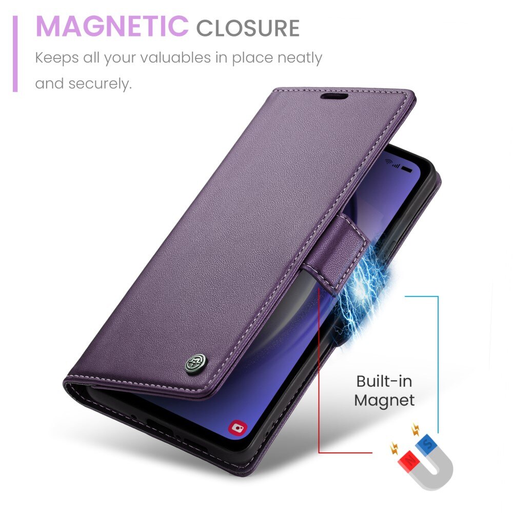 Étui portefeuille mince anti-RFID Samsung Galaxy A54, Violet