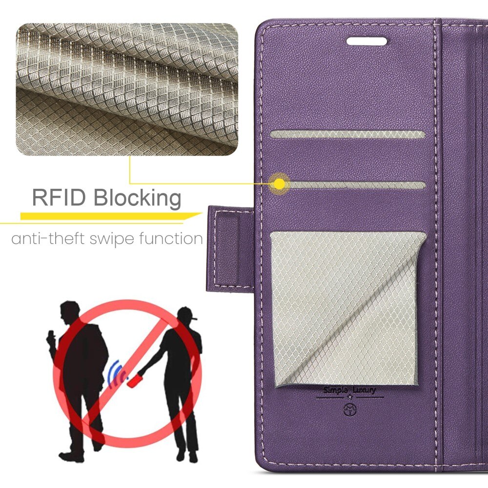 Étui portefeuille mince anti-RFID Samsung Galaxy A54, violet