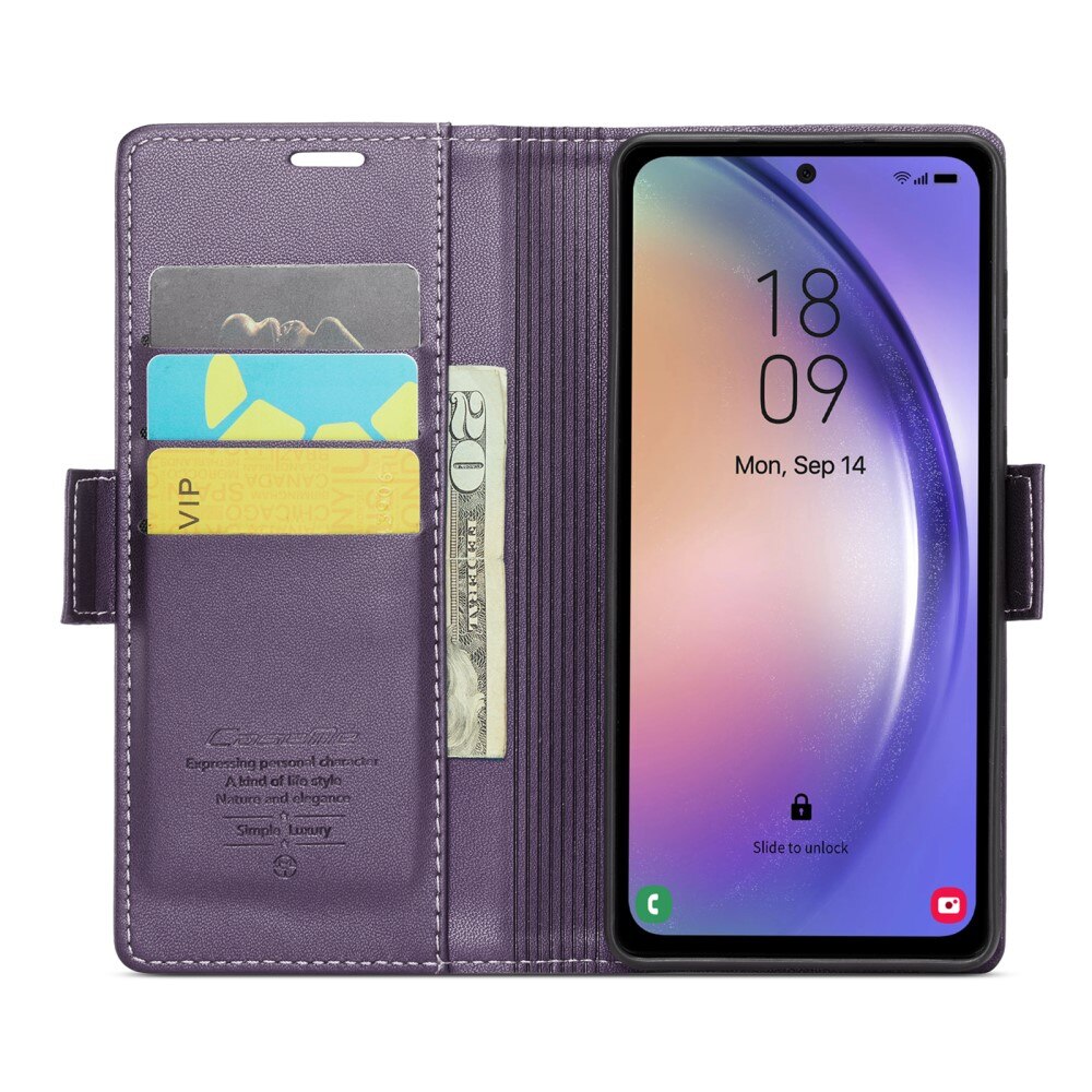 Étui portefeuille mince anti-RFID Samsung Galaxy A54, Violet