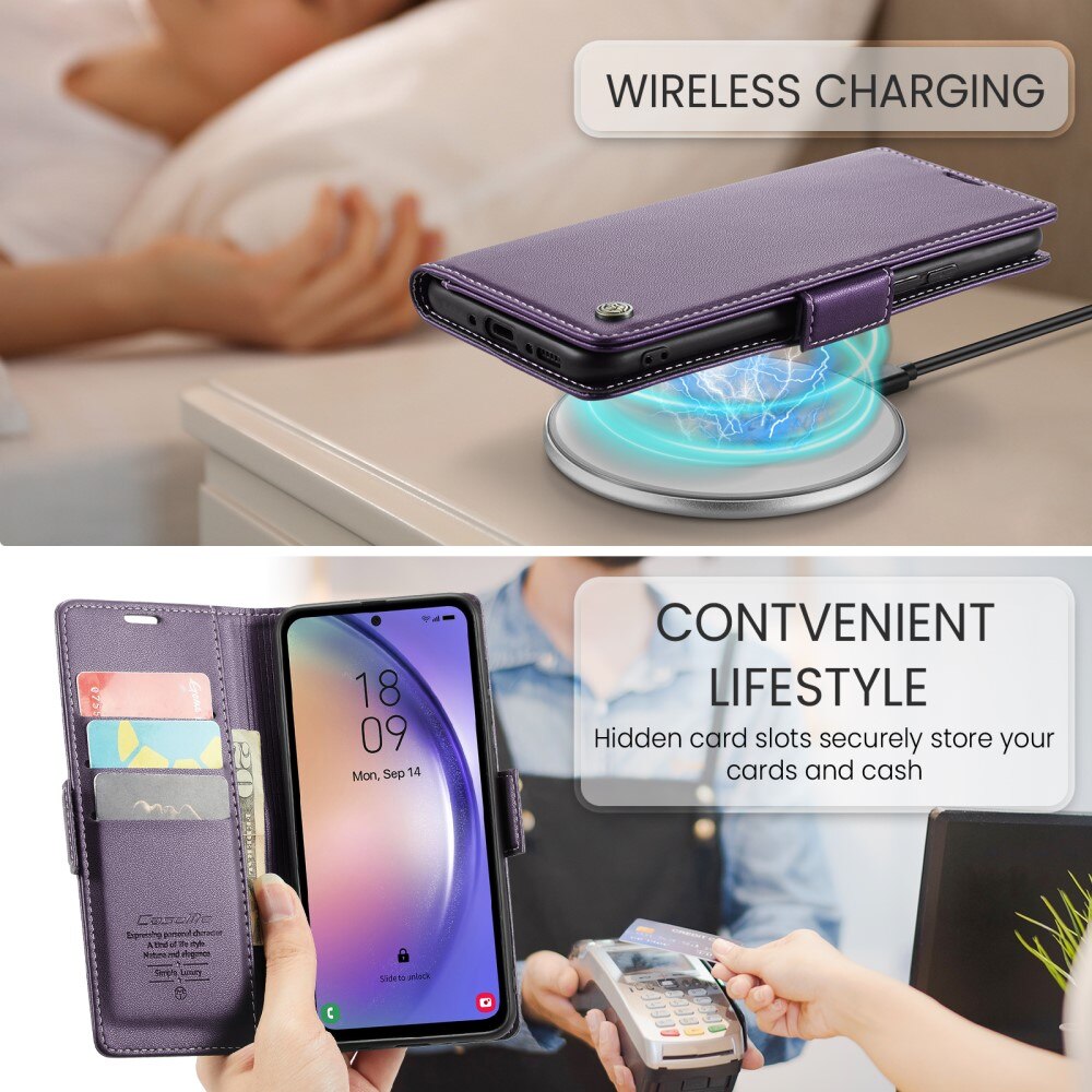 Étui portefeuille mince anti-RFID Samsung Galaxy A54, Violet
