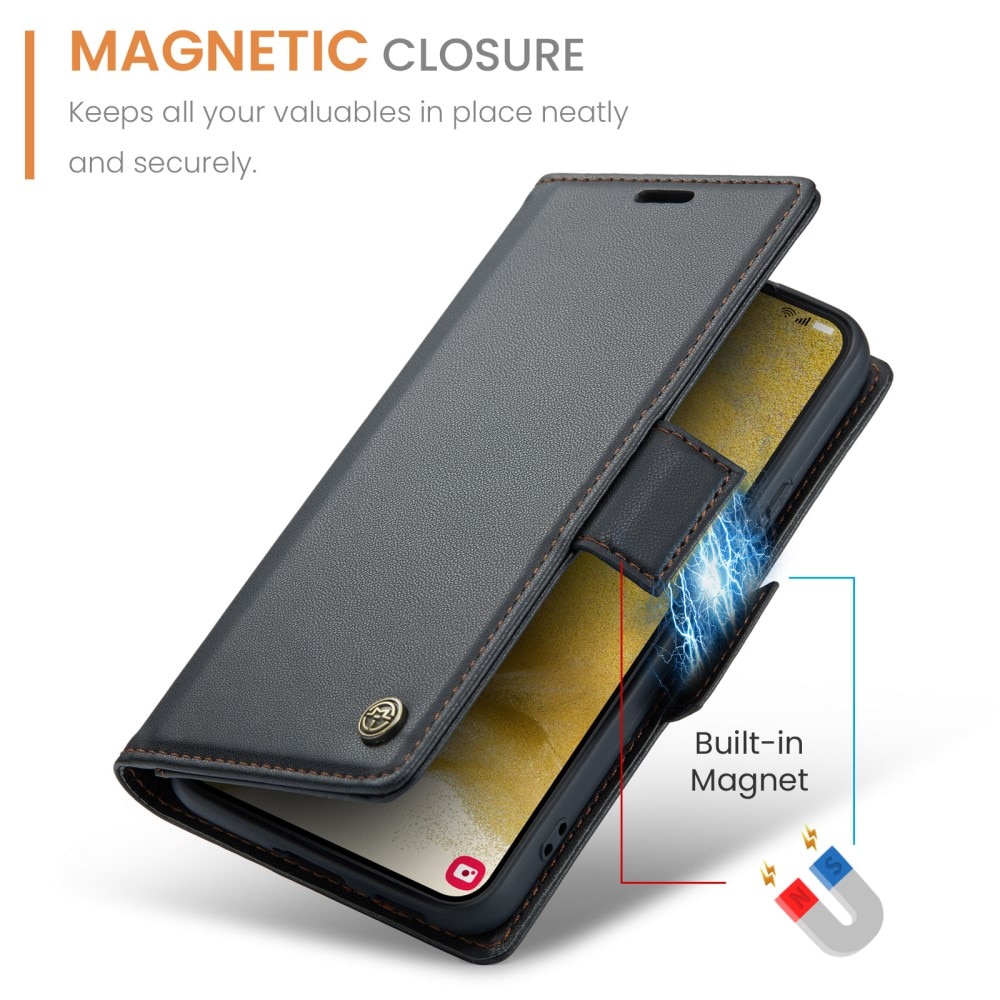 Étui portefeuille mince anti-RFID Samsung Galaxy S22 Plus, Noir