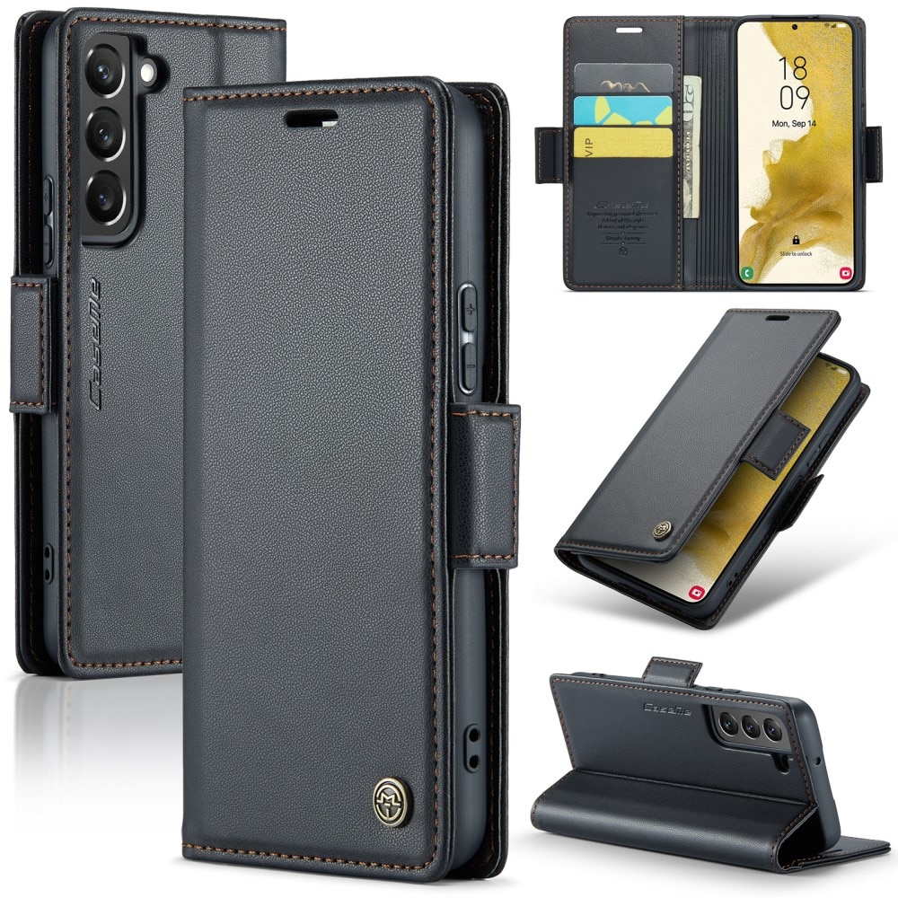 Étui portefeuille mince anti-RFID Samsung Galaxy S22 Plus, Noir