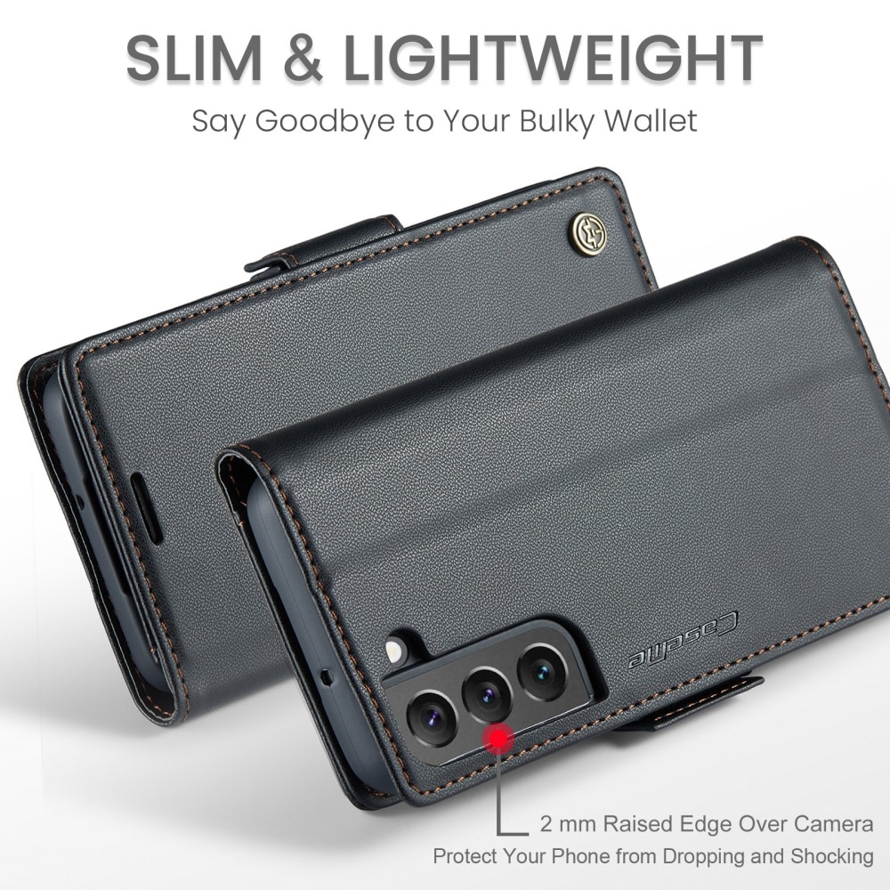 Étui portefeuille mince anti-RFID Samsung Galaxy S22, noir