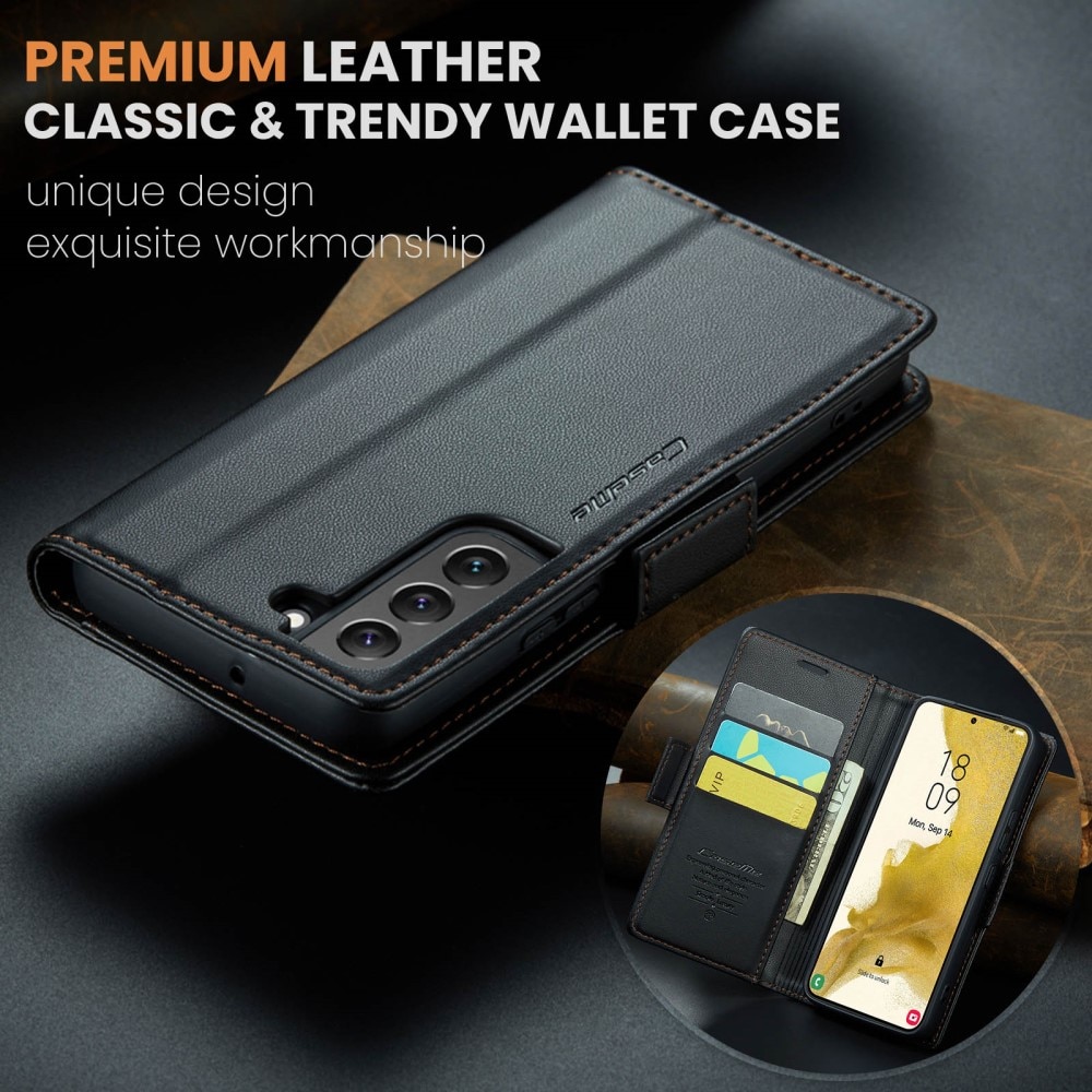 Étui portefeuille mince anti-RFID Samsung Galaxy S22 Plus, Noir