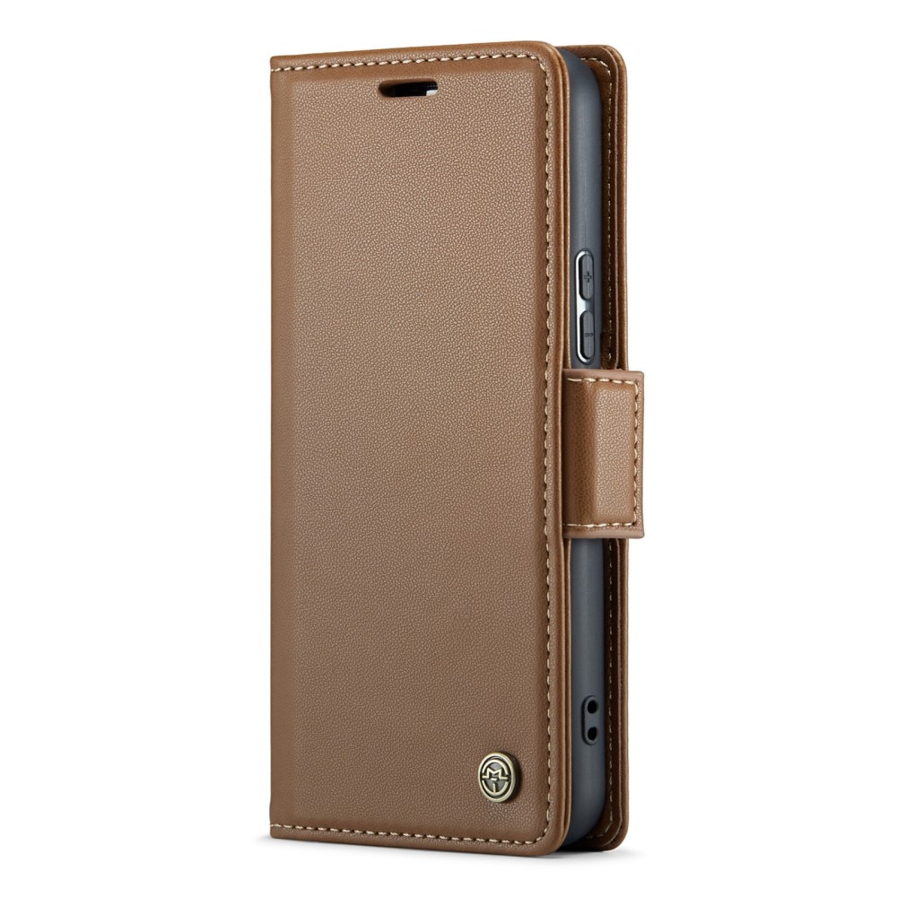 Étui portefeuille mince anti-RFID Samsung Galaxy S22, Marron