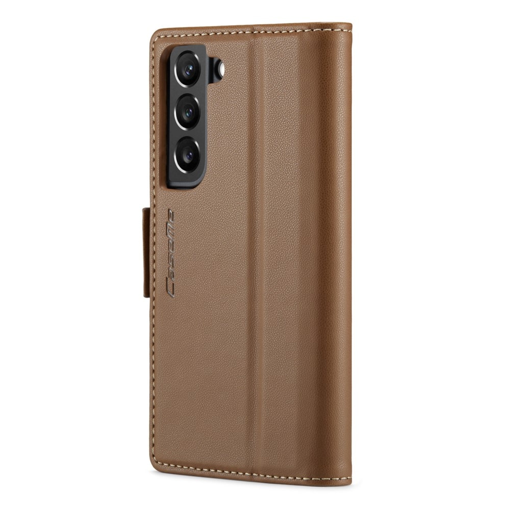 Étui portefeuille mince anti-RFID Samsung Galaxy S22, Marron