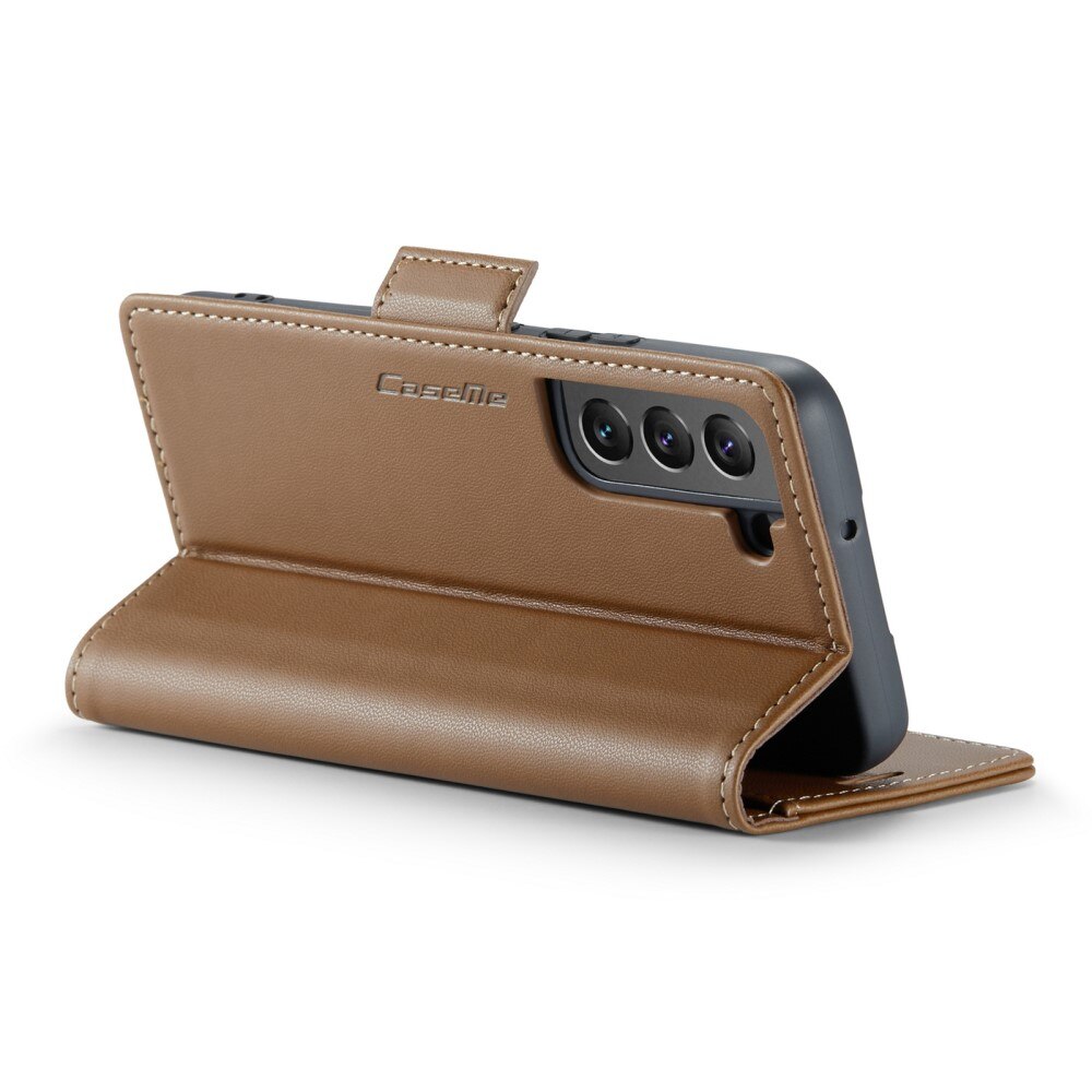 Étui portefeuille mince anti-RFID Samsung Galaxy S22, Marron