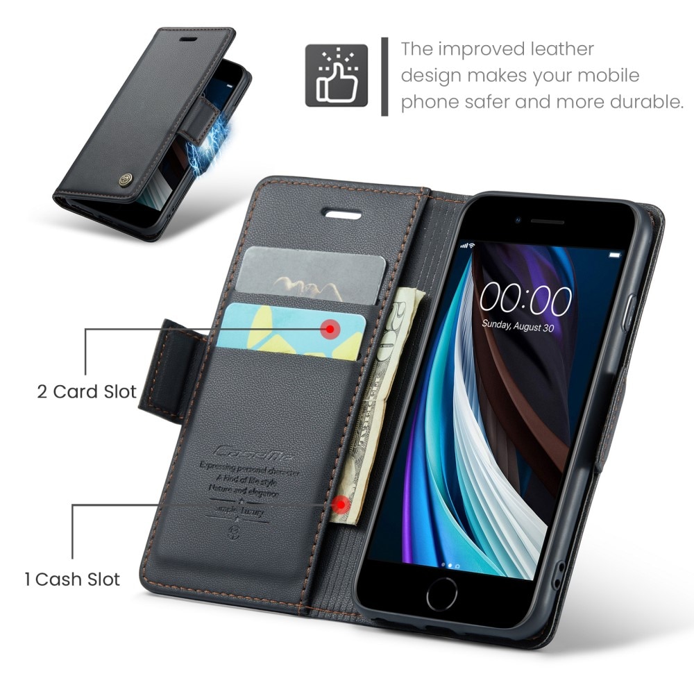 Étui portefeuille mince anti-RFID iPhone 7, Noir