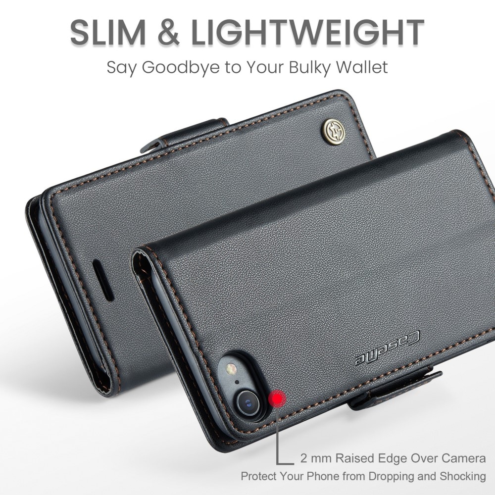 Étui portefeuille mince anti-RFID iPhone SE (2020), noir