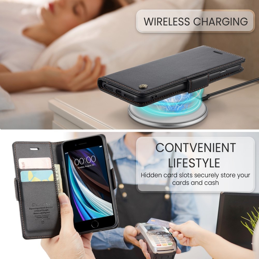 Étui portefeuille mince anti-RFID iPhone 7, Noir