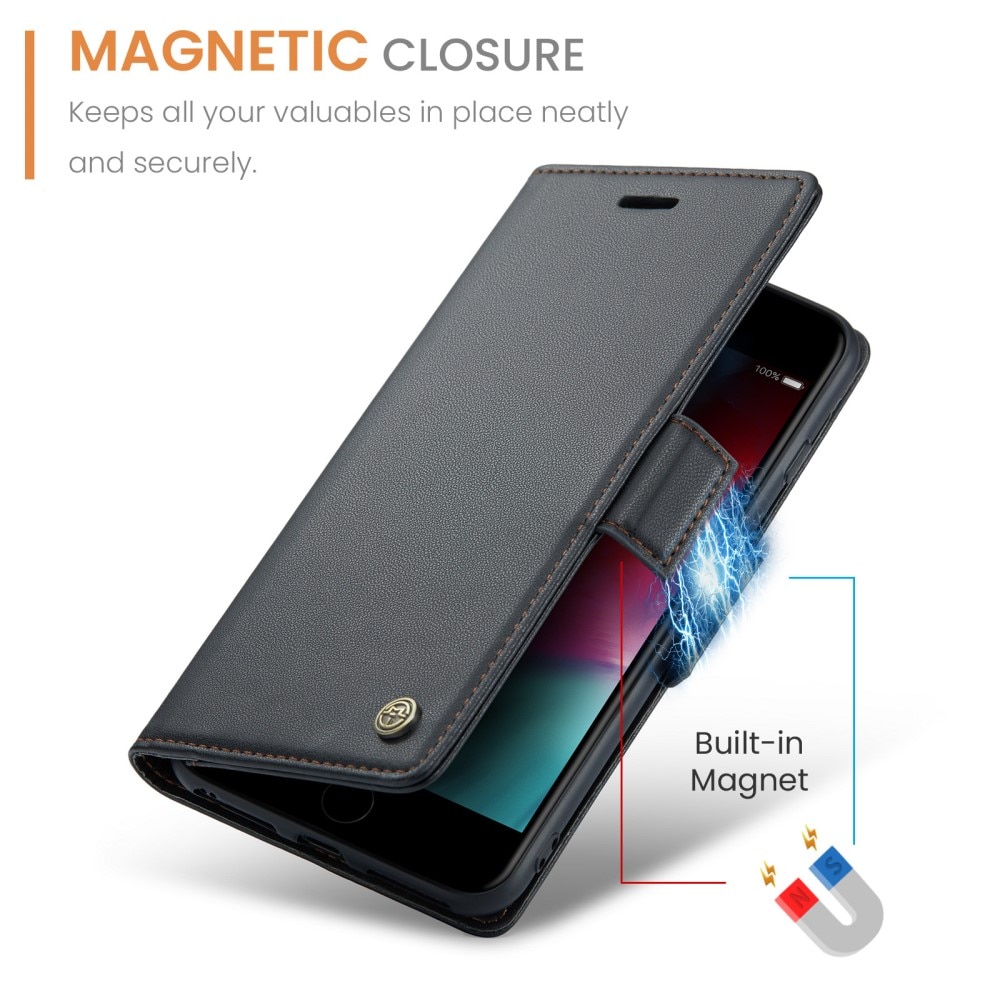 Étui portefeuille mince anti-RFID iPhone 7 Plus/iPhone 8 Plus, Noir