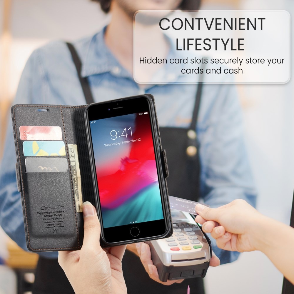 Étui portefeuille mince anti-RFID iPhone 7 Plus/iPhone 8 Plus, Noir