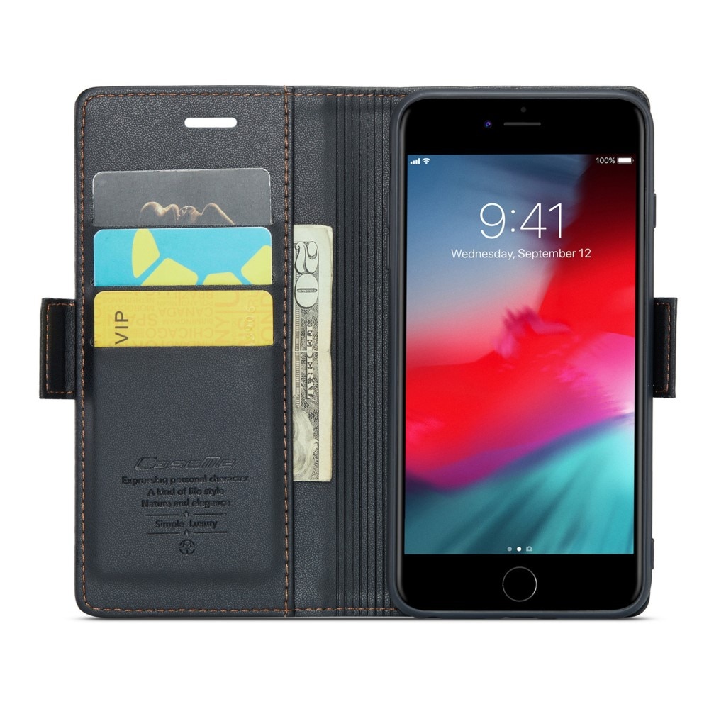 Étui portefeuille mince anti-RFID iPhone 7 Plus/iPhone 8 Plus, Noir
