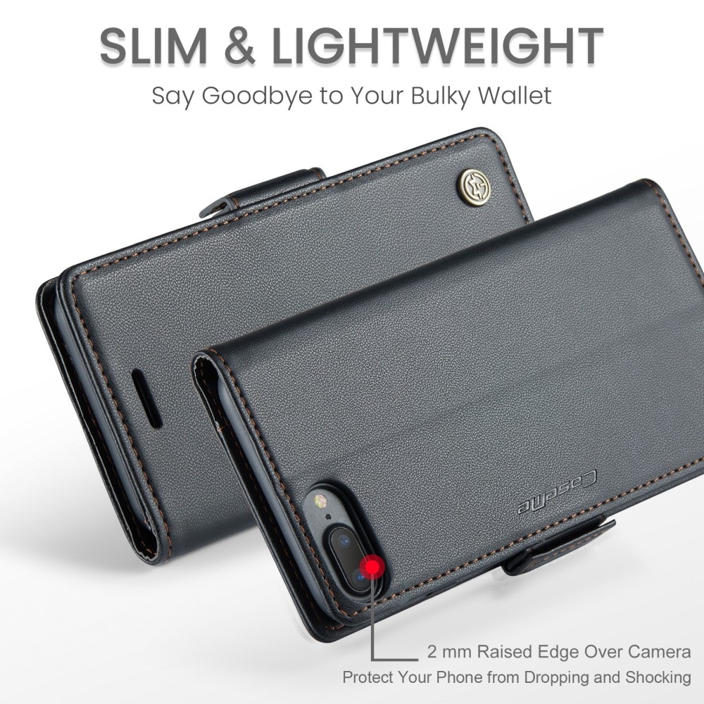 Étui portefeuille mince anti-RFID iPhone 7 Plus/iPhone 8 Plus, Noir
