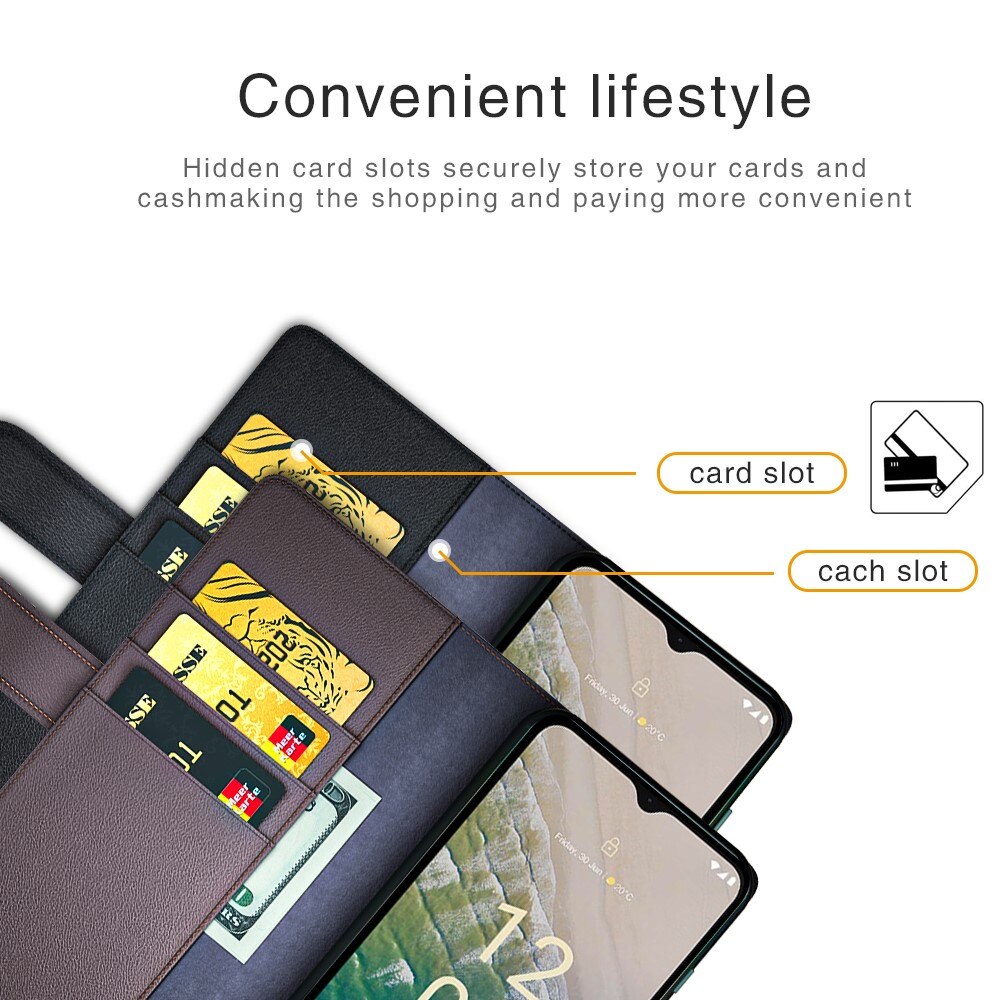 Étui en cuir veritable  Nokia C32, Noir