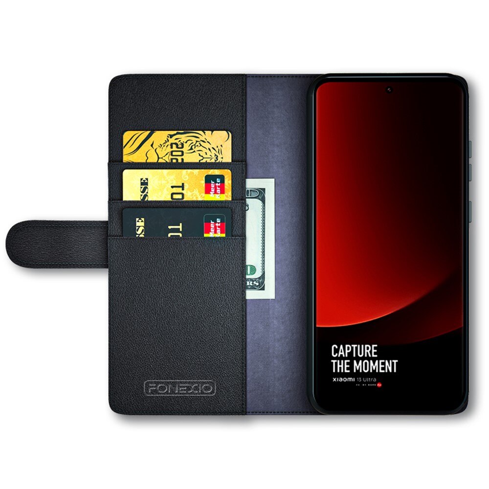 Étui en cuir veritable Xiaomi 13 Ultra, Noir