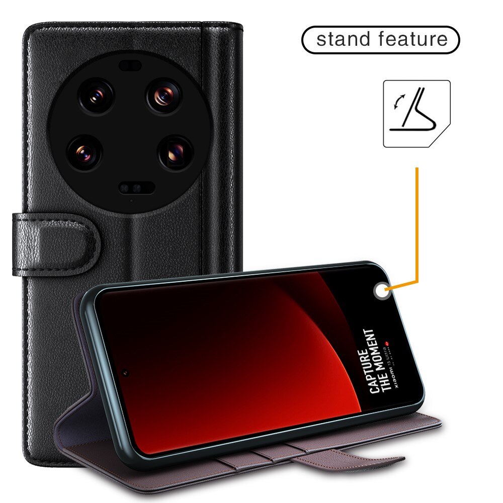 Étui en cuir veritable Xiaomi 13 Ultra, Noir