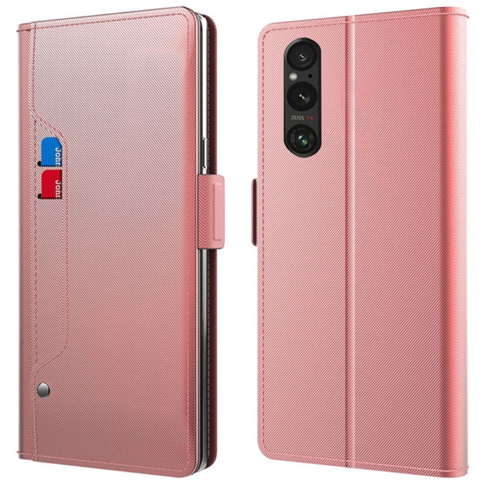 Étui portefeuille Miroir Sony Xperia 1 VI, rose doré