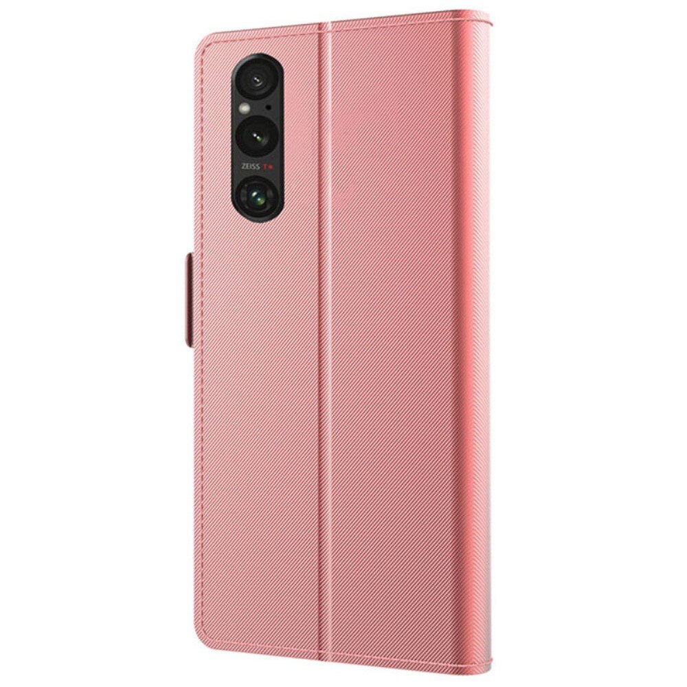 Étui portefeuille Miroir Sony Xperia 1 V, rose doré