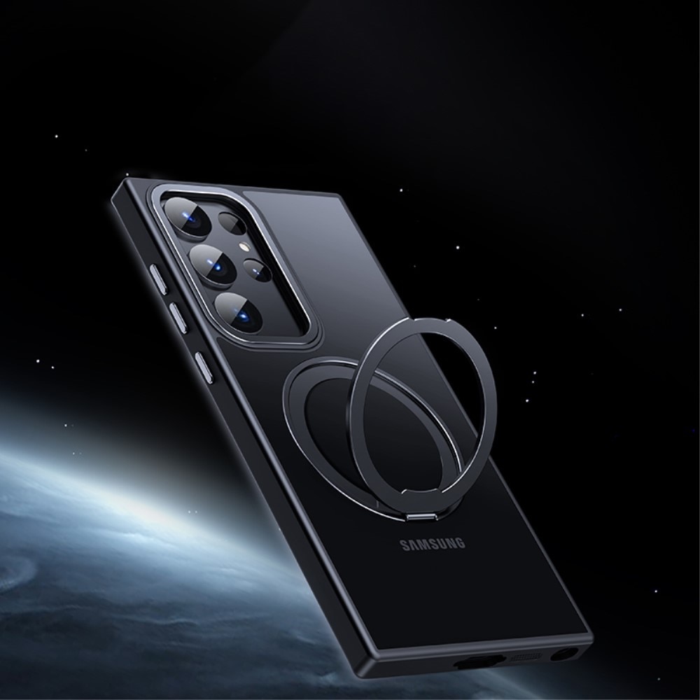 Coque hybride MagSafe Ring Kickstand Samsung Galaxy S23 Ultra, noir