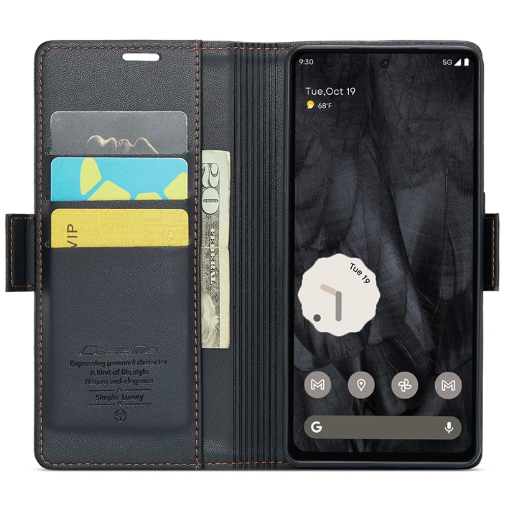 Étui portefeuille mince anti-RFID Google Pixel 8 Pro, noir