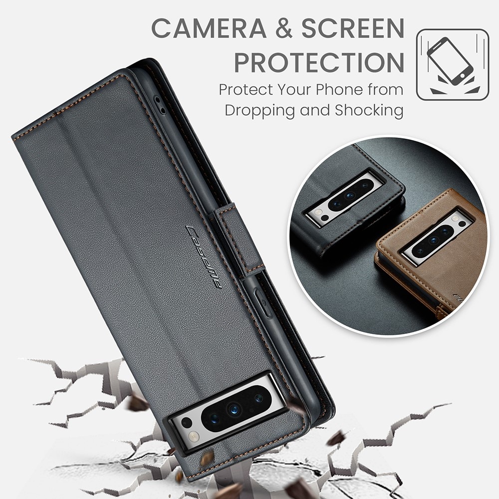 Étui portefeuille mince anti-RFID Google Pixel 8 Pro, Noir