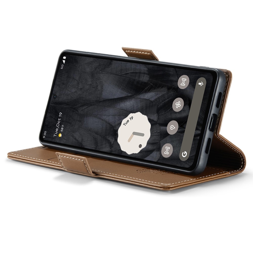 Étui portefeuille mince anti-RFID Google Pixel 8 Pro, Marron
