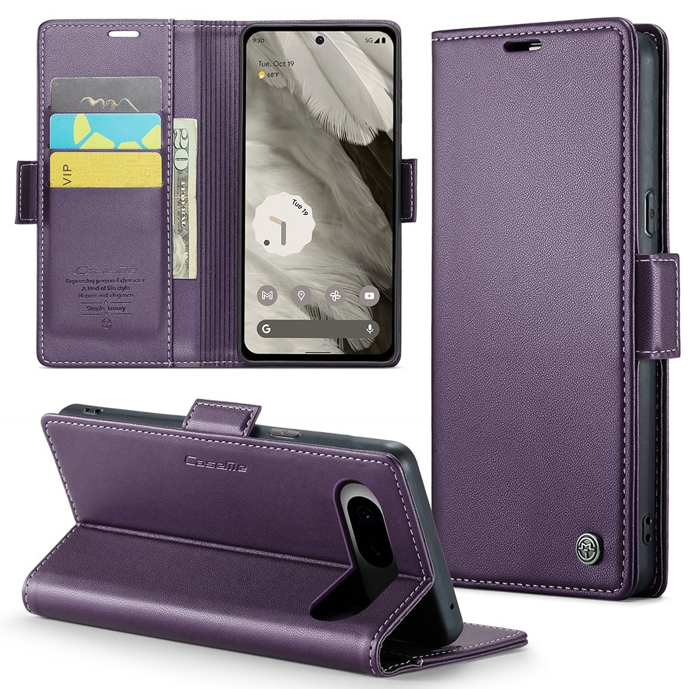 Étui portefeuille mince anti-RFID Google Pixel 8, Violet