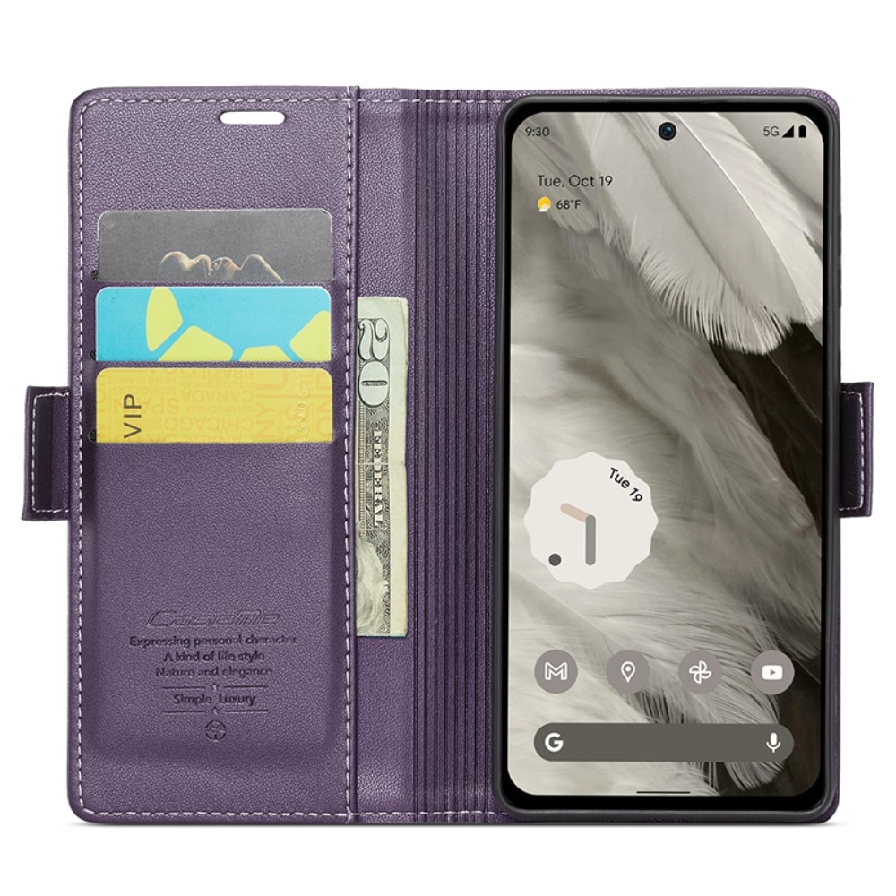 Étui portefeuille mince anti-RFID Google Pixel 8, violet