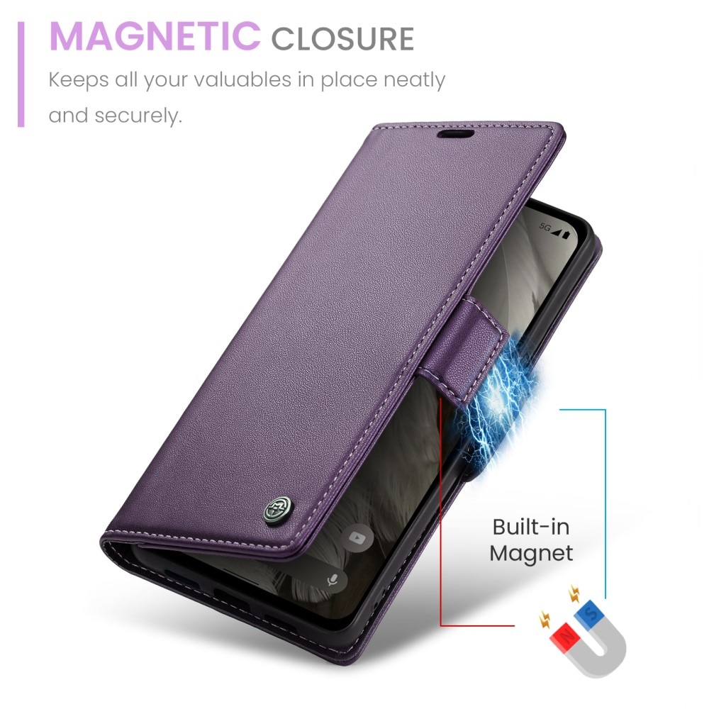 Étui portefeuille mince anti-RFID Google Pixel 8, violet