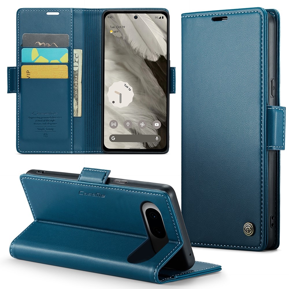 Étui portefeuille mince anti-RFID Google Pixel 8, Bleu