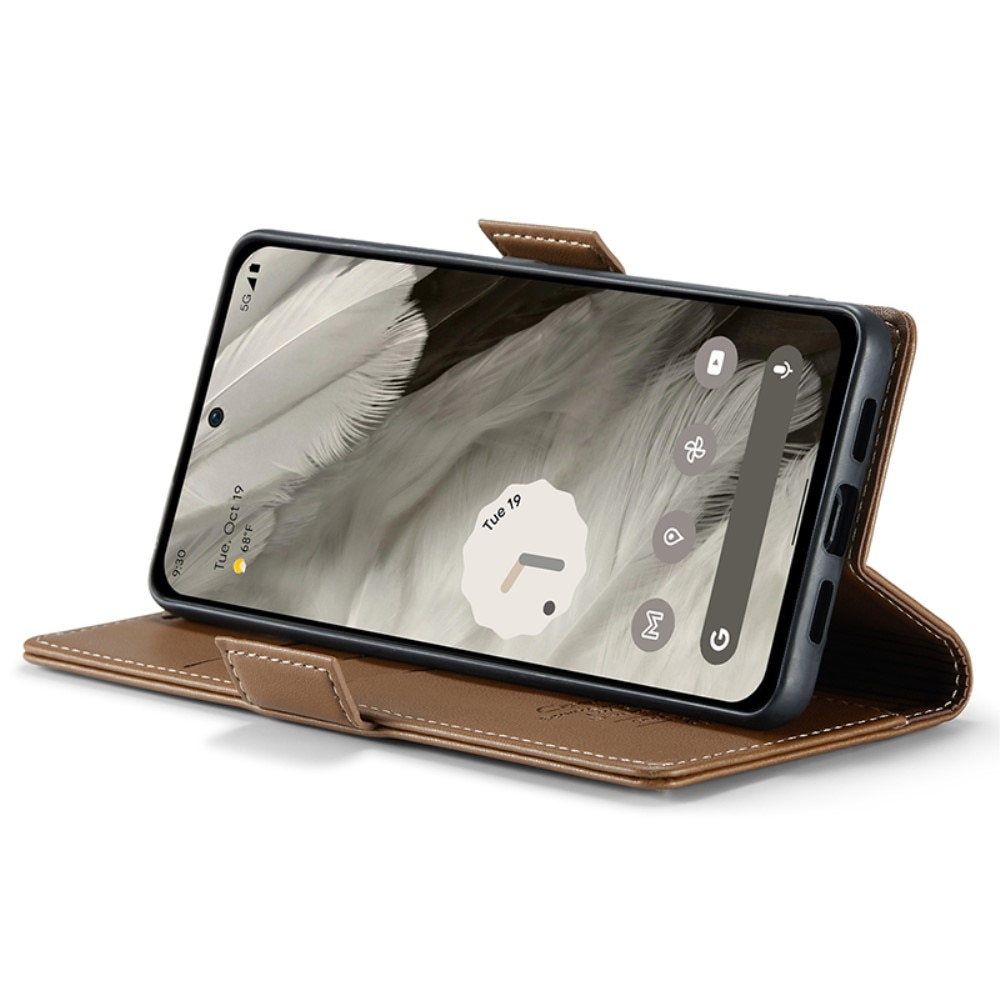 Étui portefeuille mince anti-RFID Google Pixel 8, Marron