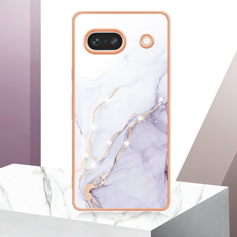 Coque TPU Google Pixel 7a, marbre blanc