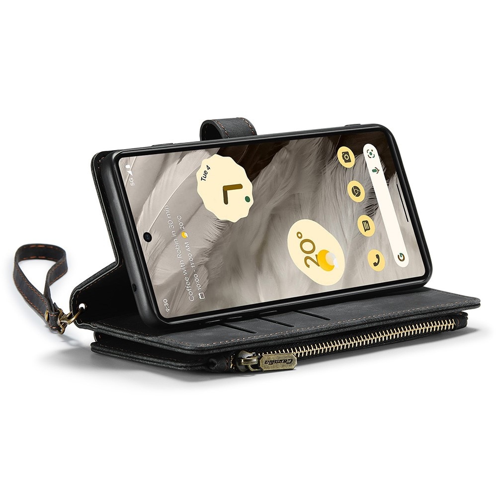 Étui portefeuille à glissière Google Pixel 7a, Noir