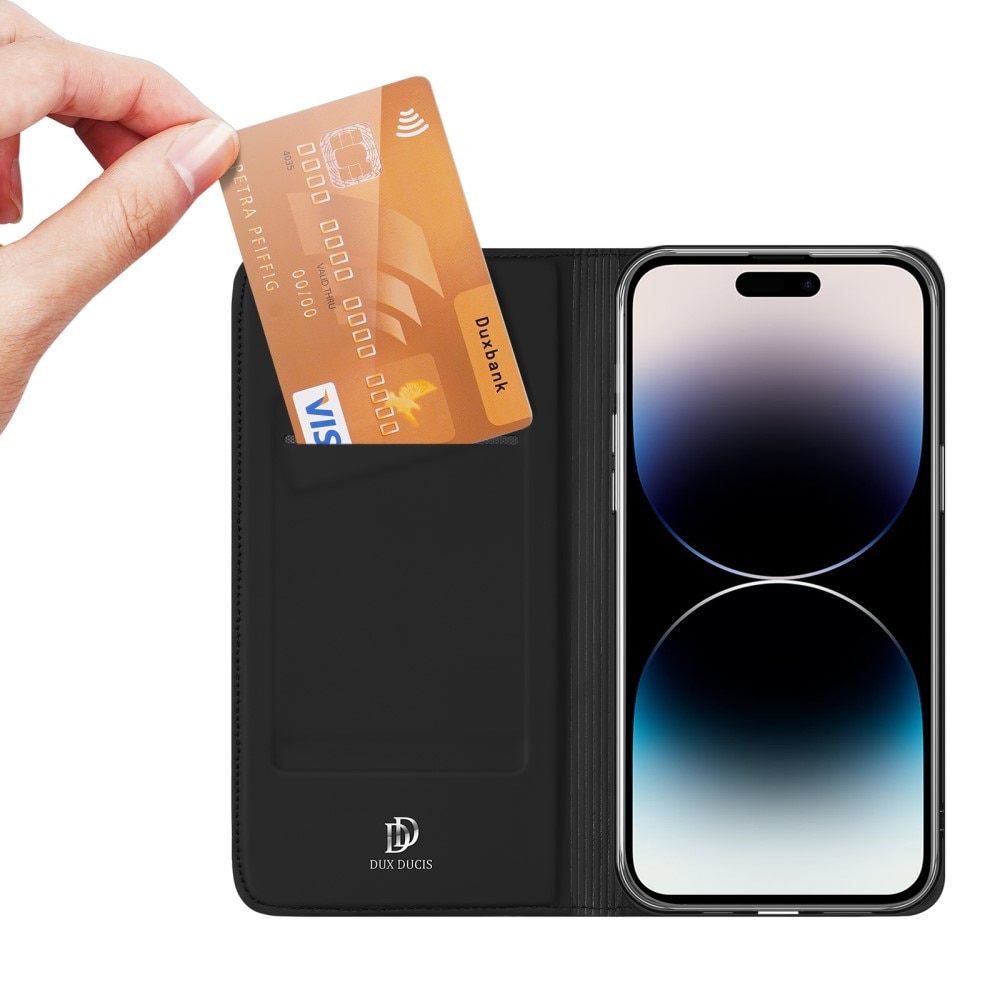 Étui portefeuille Skin Pro Series iPhone 15 Pro Max, Noir