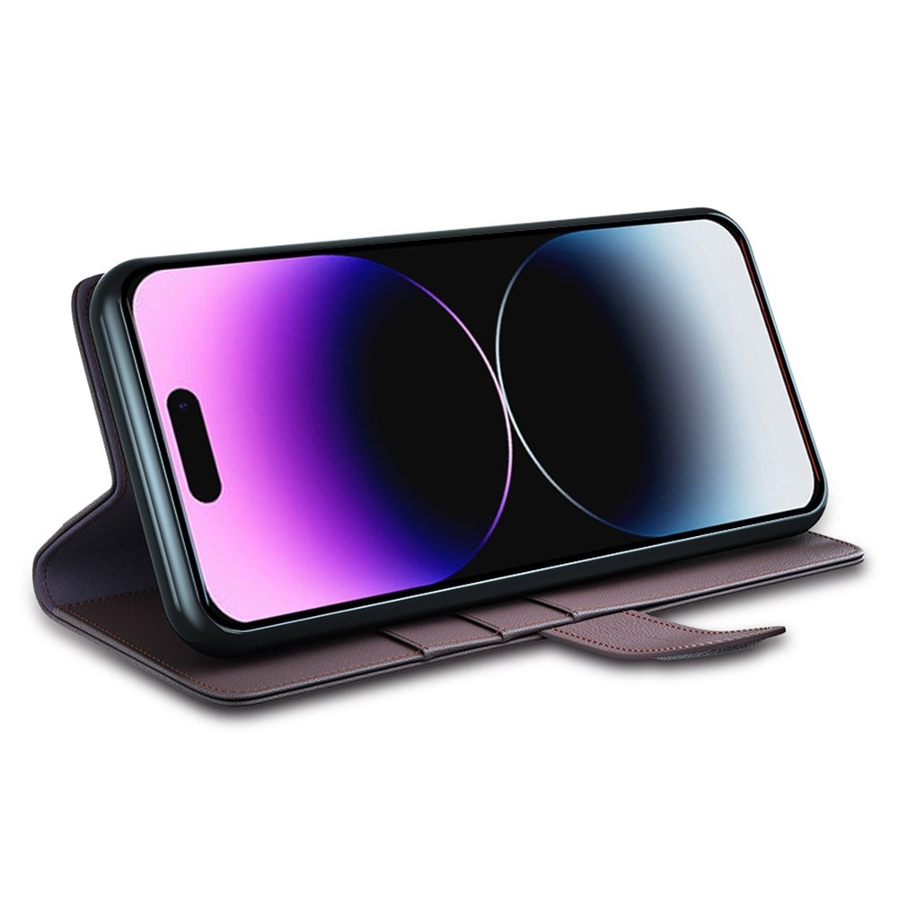 Étui en cuir veritable iPhone 15 Pro Max, Marron