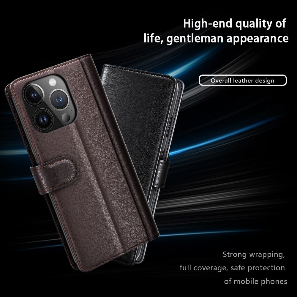 Étui en cuir veritable iPhone 15 Pro Max, Marron
