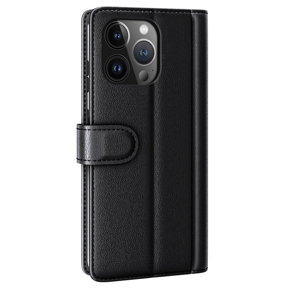 Étui en cuir veritable iPhone 15 Pro Max, Noir
