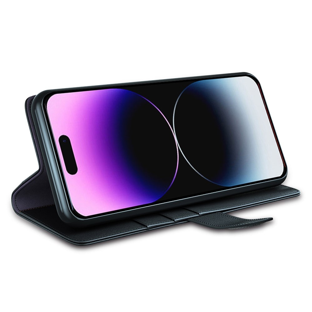 Étui en cuir veritable iPhone 15 Pro Max, Noir