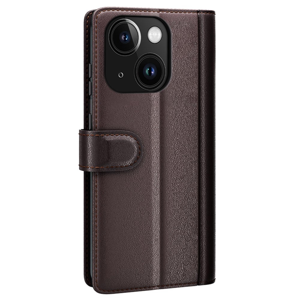 Étui en cuir veritable iPhone 15 Plus, Marron