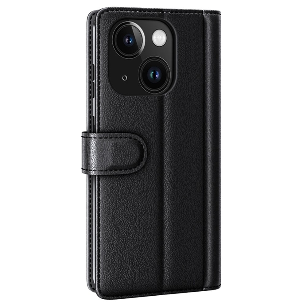 Étui en cuir veritable iPhone 15 Plus, noir