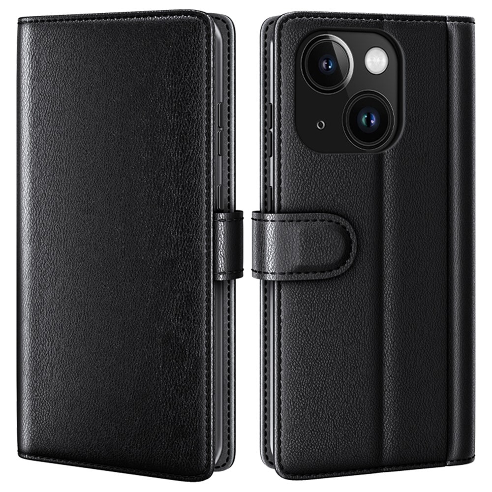 Étui en cuir veritable iPhone 15 Plus, Noir