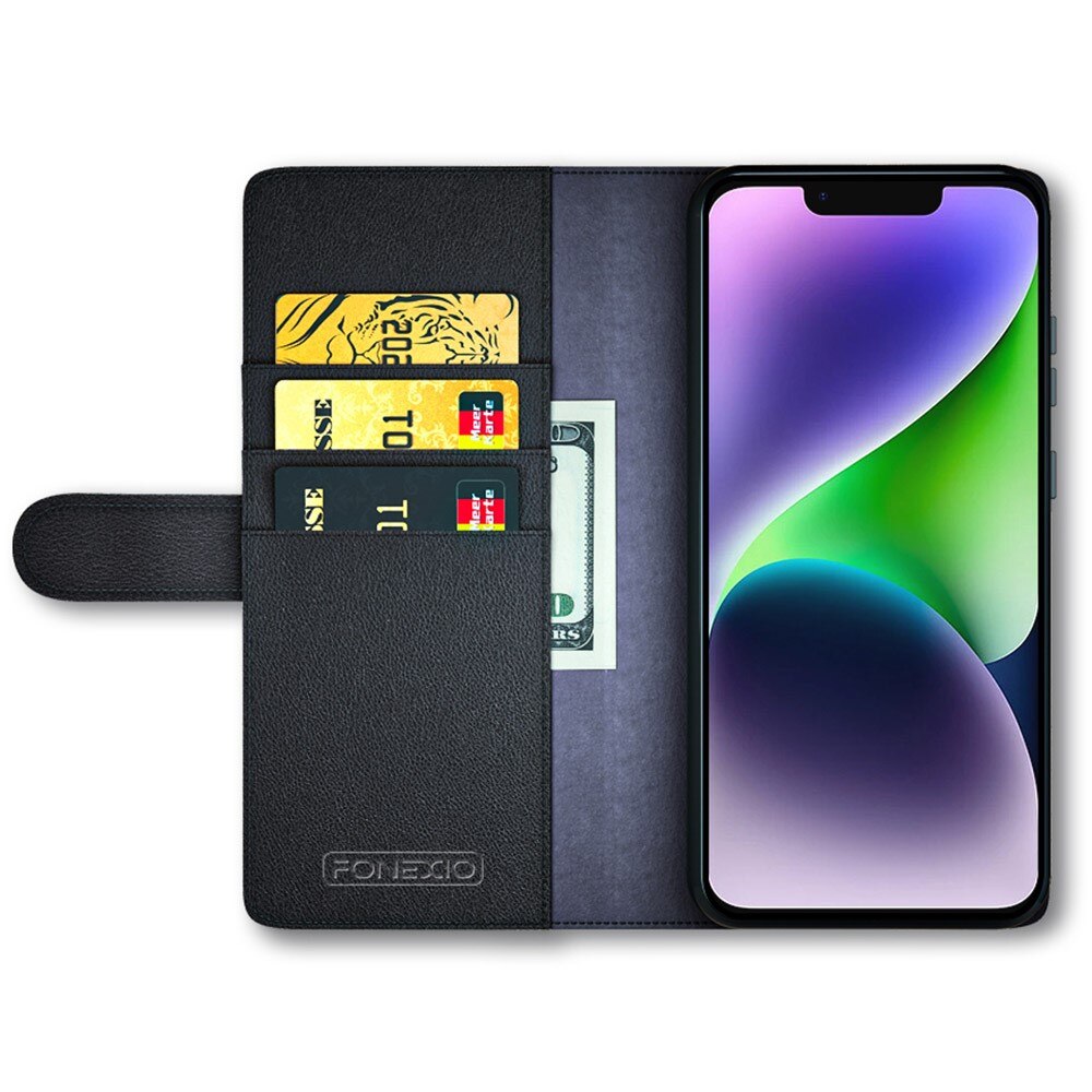 Étui en cuir veritable iPhone 15, Noir
