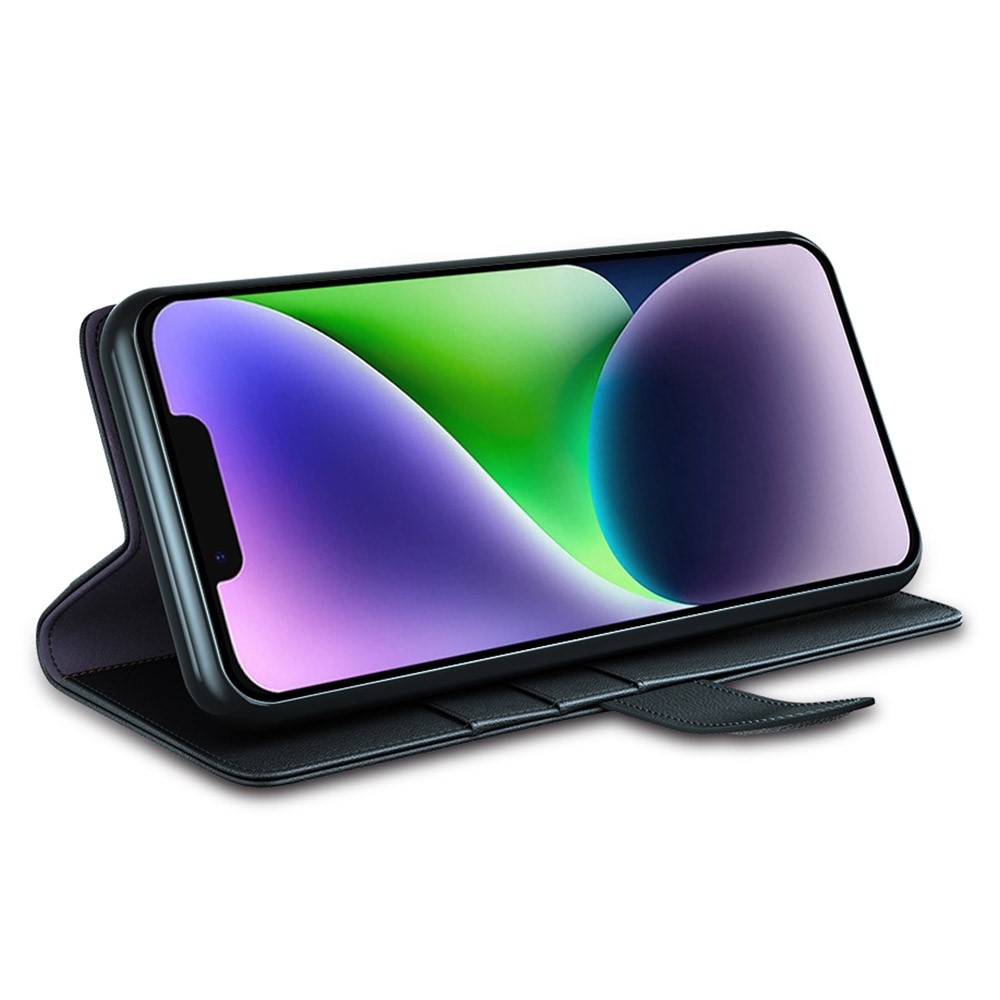 Étui en cuir veritable iPhone 15, Noir