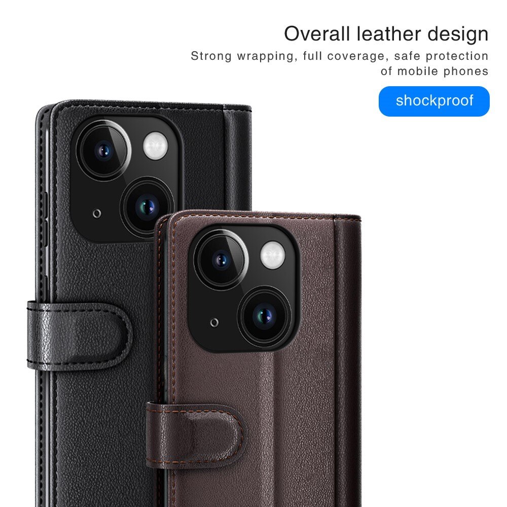 Étui en cuir veritable iPhone 15, Noir