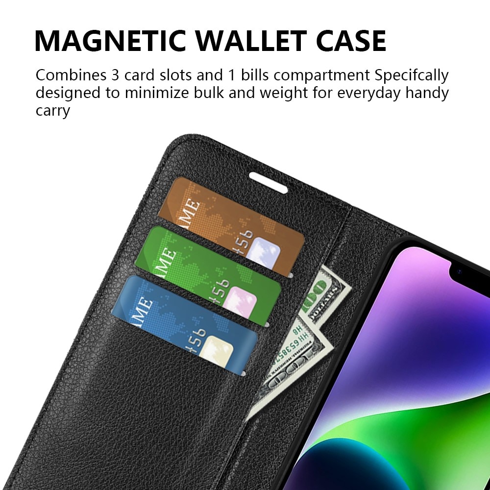 Coque portefeuille iPhone 15, Noir