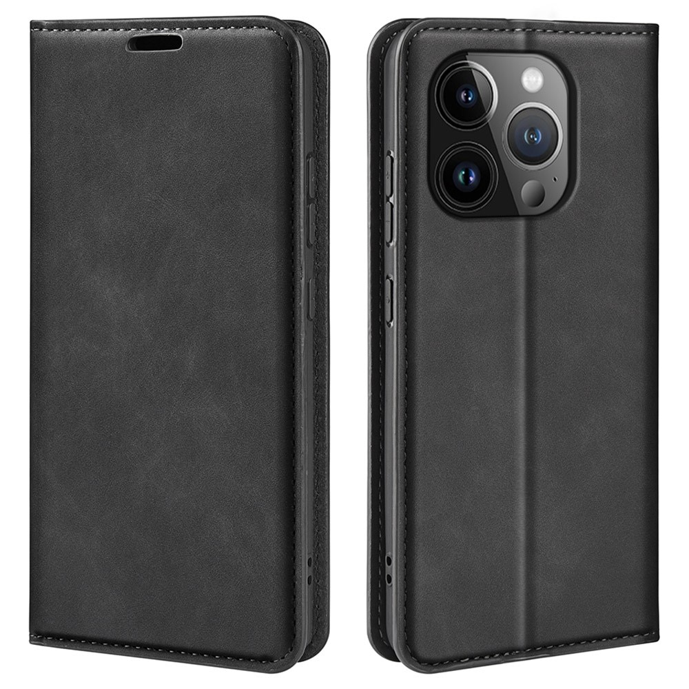 Coque portefeuille mince iPhone 15 Pro Max, Noir