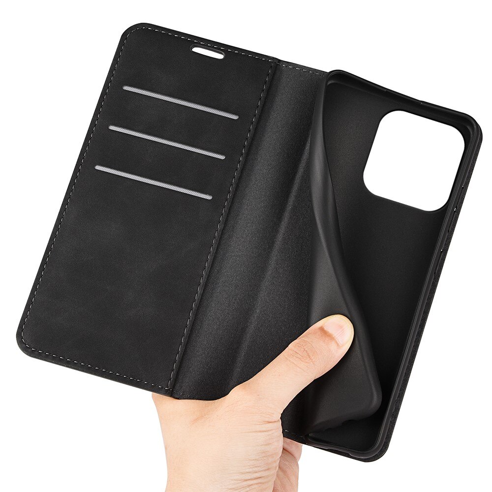 Coque portefeuille mince iPhone 15 Pro Max, Noir