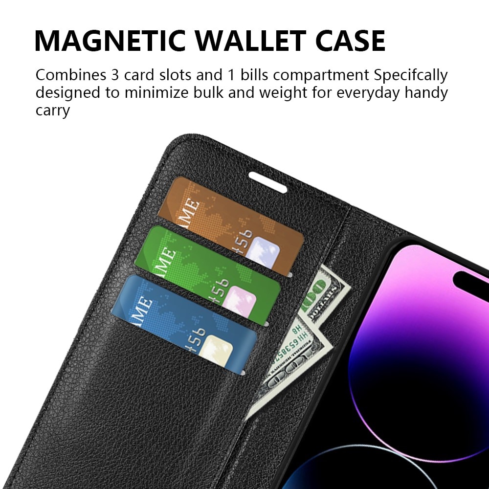 Coque portefeuille iPhone 15 Pro Max, Noir