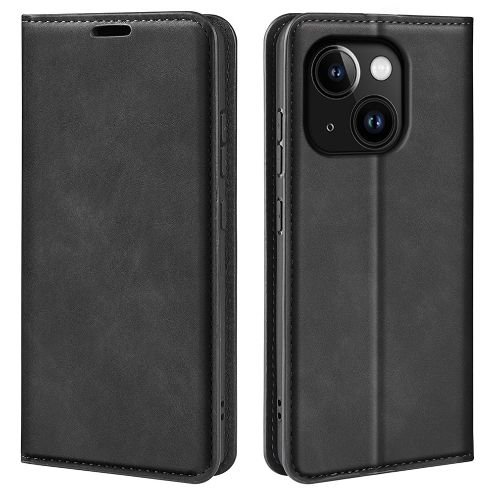 Coque portefeuille mince iPhone 15 Plus, Noir